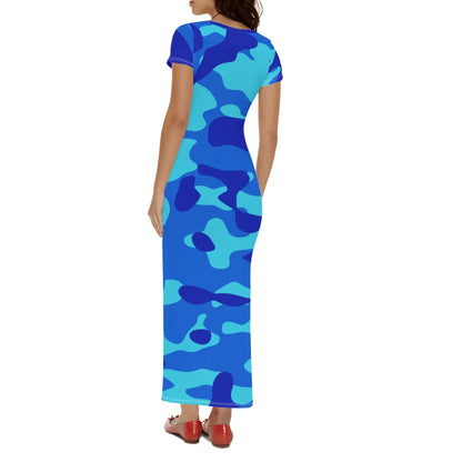 blue-camouflage-short-sleeve-long-dress-long-dress-jlr-design-2 - JLR Design