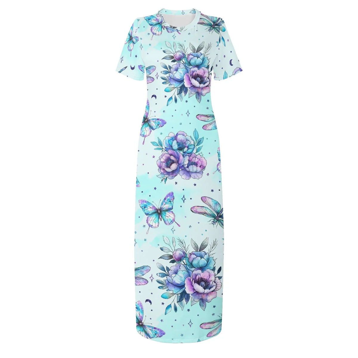 blue-flowers-bodycon-maxi-dress-long-dress-jlr-design-jlr-design-de-3 - JLR Design