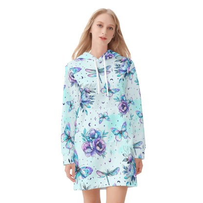 blue-flowers-damen-hoodiekleid-warmes-velvet-kapuzenkleid-aus-weichem-samt-fleece-hoodiekleid-jlr-design-3 - JLR Design