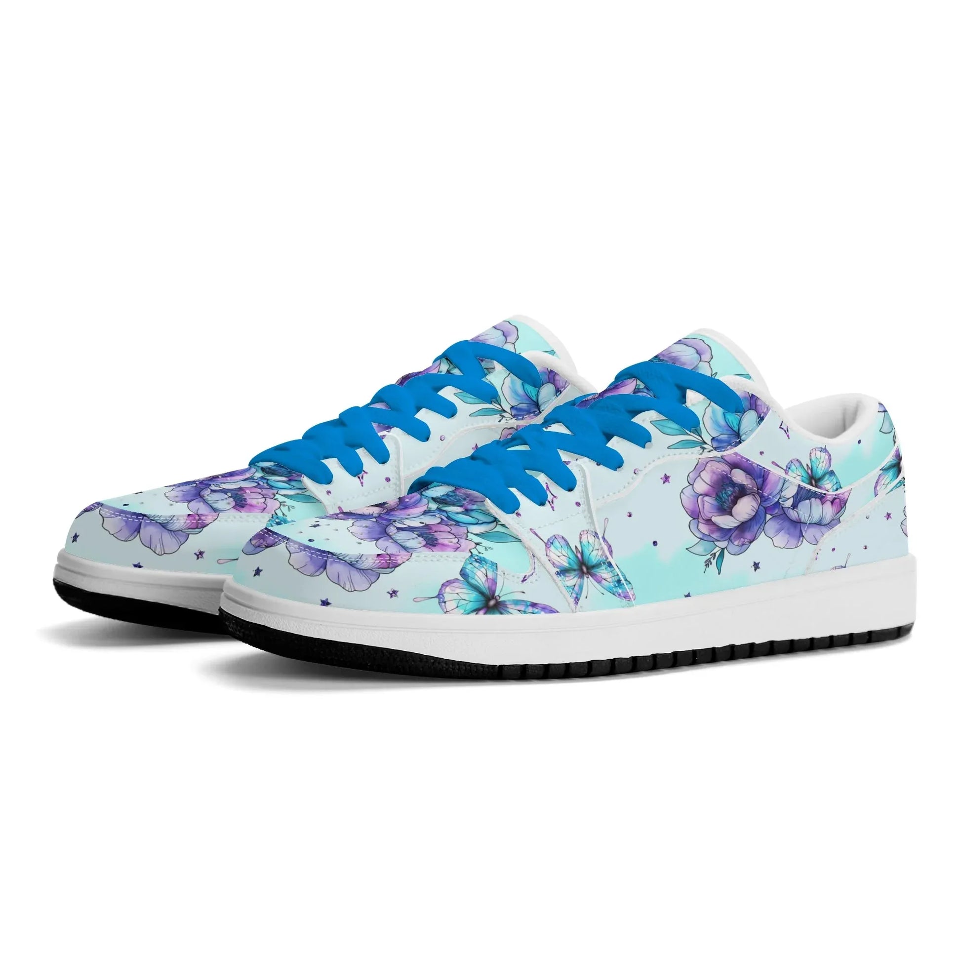 blue-flowers-low-top-leder-sneaker-fur-damen-sneaker-jlr-design-1 - JLR Design