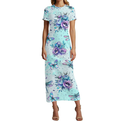 blue-flowers-short-sleeve-long-dress-long-dress-jlr-design-1 - JLR Design