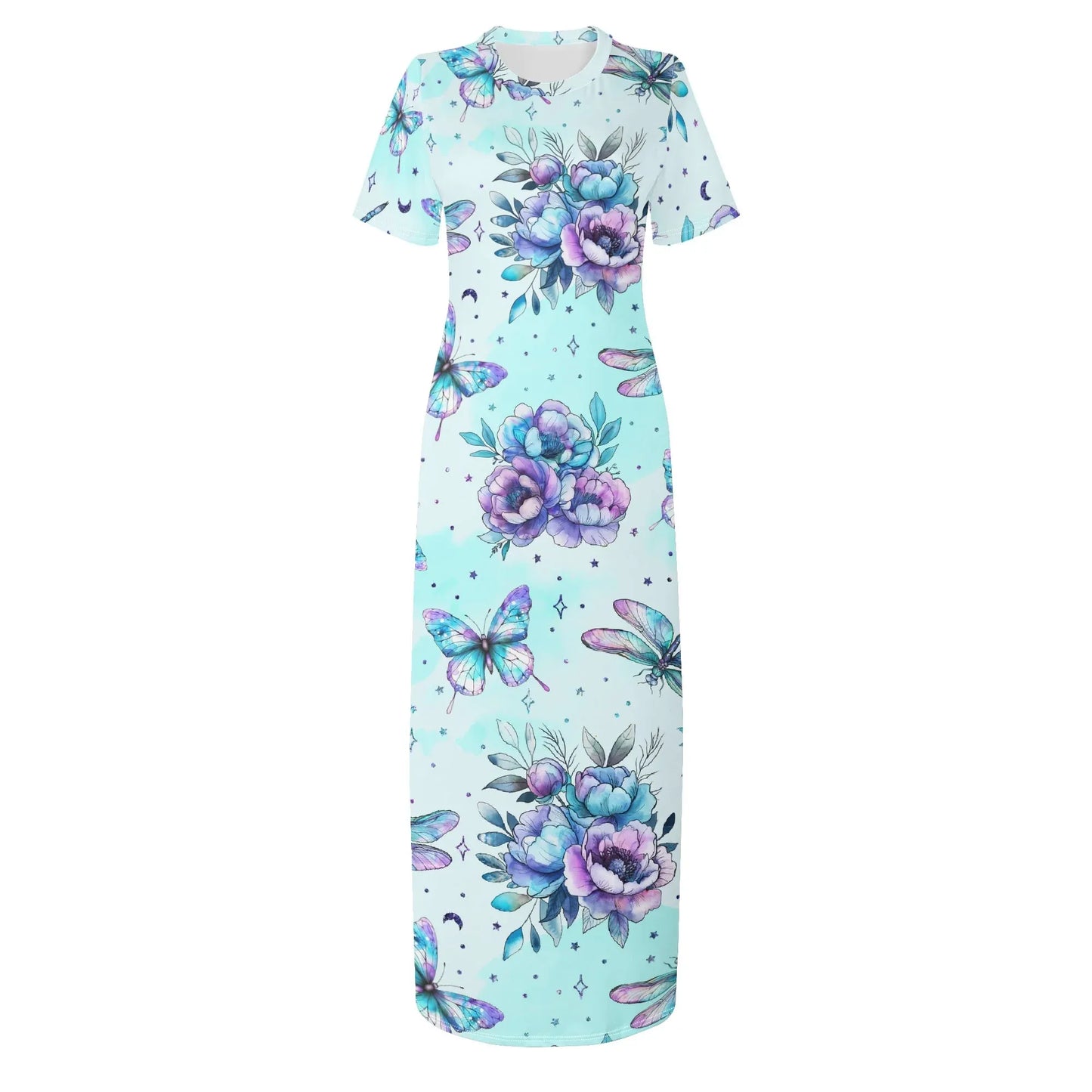 blue-flowers-short-sleeve-long-dress-long-dress-jlr-design-3 - JLR Design