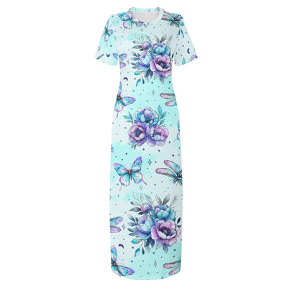 blue-flowers-short-sleeve-long-dress-long-dress-jlr-design-3 - JLR Design