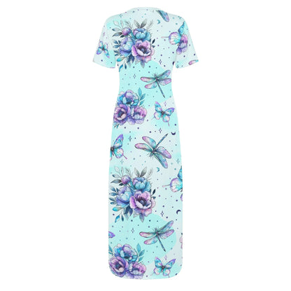 blue-flowers-short-sleeve-long-dress-long-dress-jlr-design-4 - JLR Design
