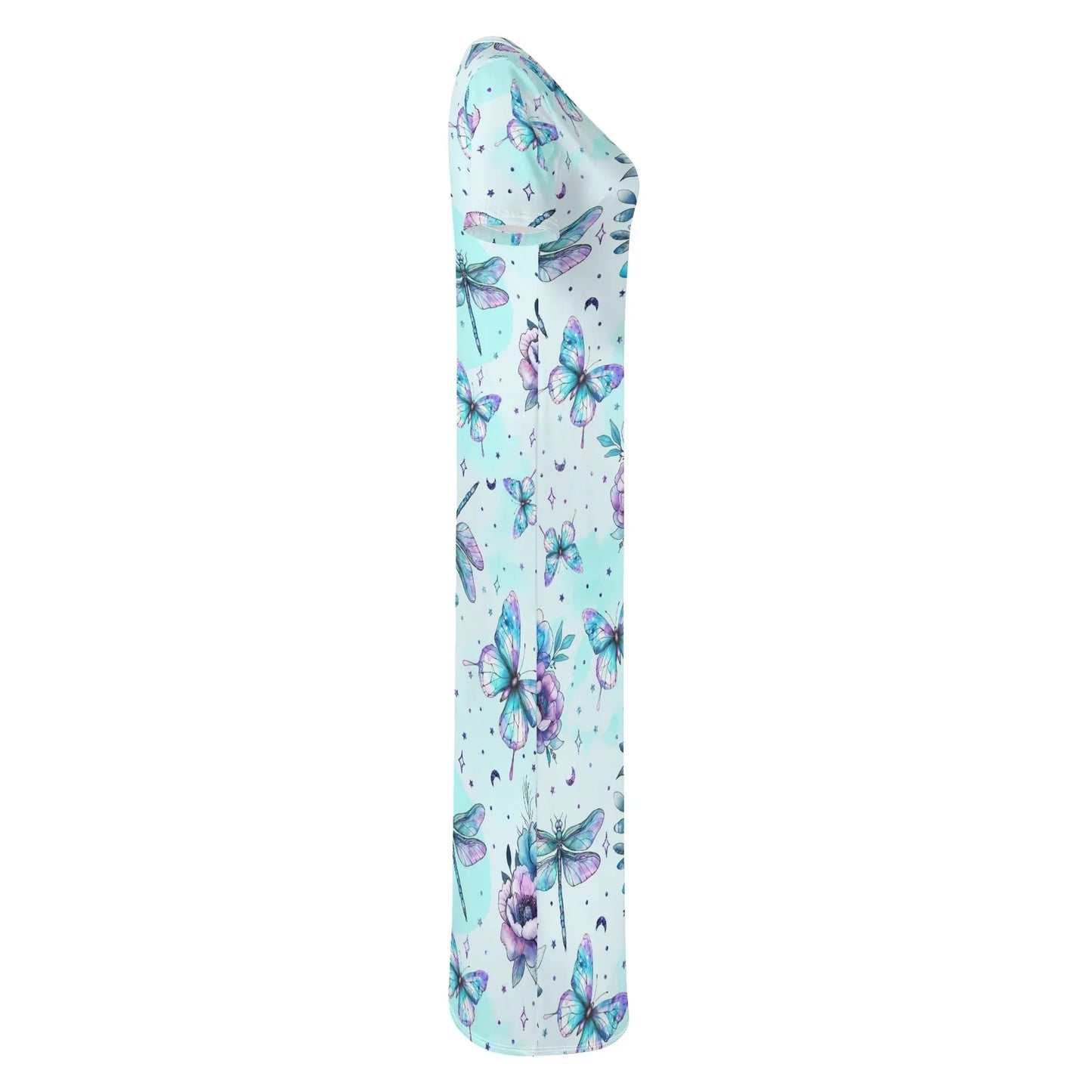 blue-flowers-short-sleeve-long-dress-long-dress-jlr-design-5 - JLR Design