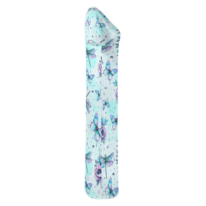 blue-flowers-short-sleeve-long-dress-long-dress-jlr-design-5 - JLR Design