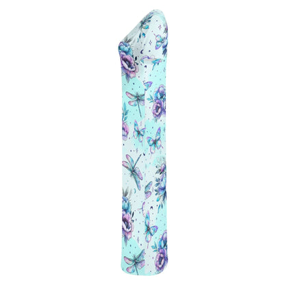 blue-flowers-short-sleeve-long-dress-long-dress-jlr-design-6 - JLR Design