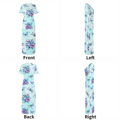 blue-flowers-short-sleeve-long-dress-long-dress-jlr-design-7 - JLR Design