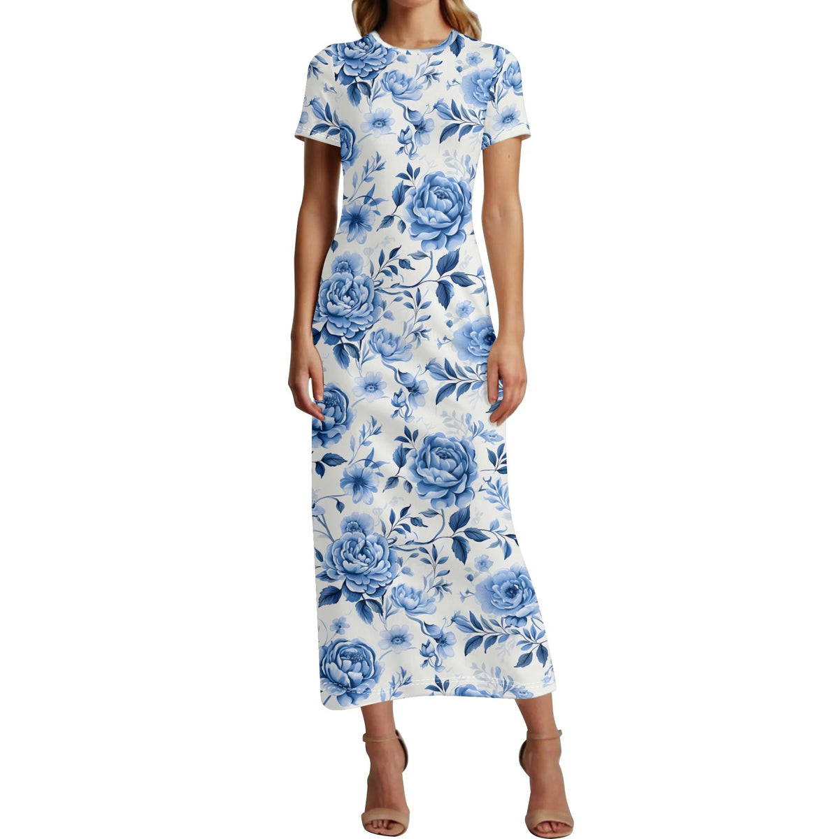 blue-flowers-v1-bodycon-maxi-dress-jlr-design-jlr-design-de-1 - JLR Design