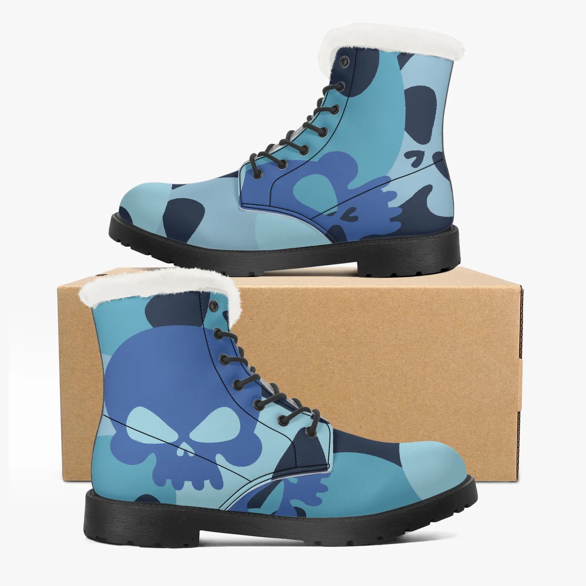 blue-skull-faux-fur-leder-boots-boots-jlr-design-5 - JLR Design