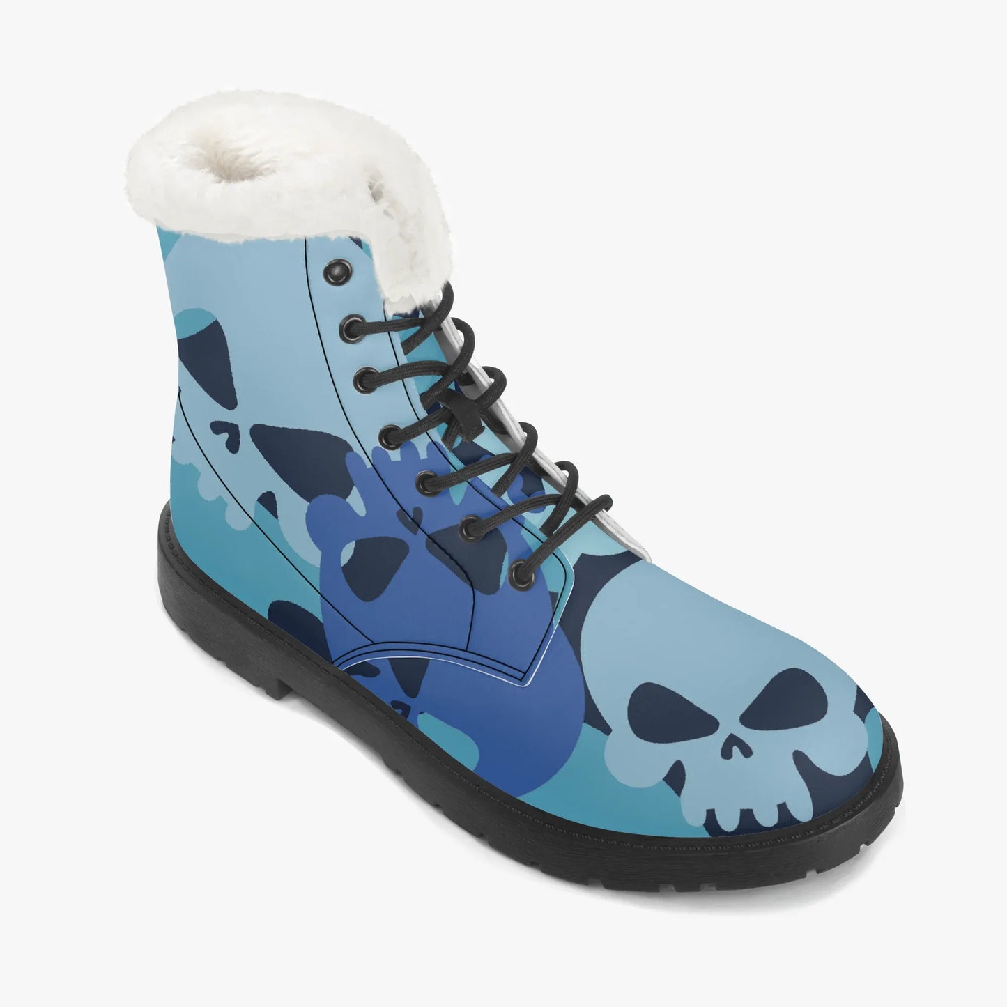 blue-skull-faux-fur-leder-boots-boots-jlr-design-7 - JLR Design