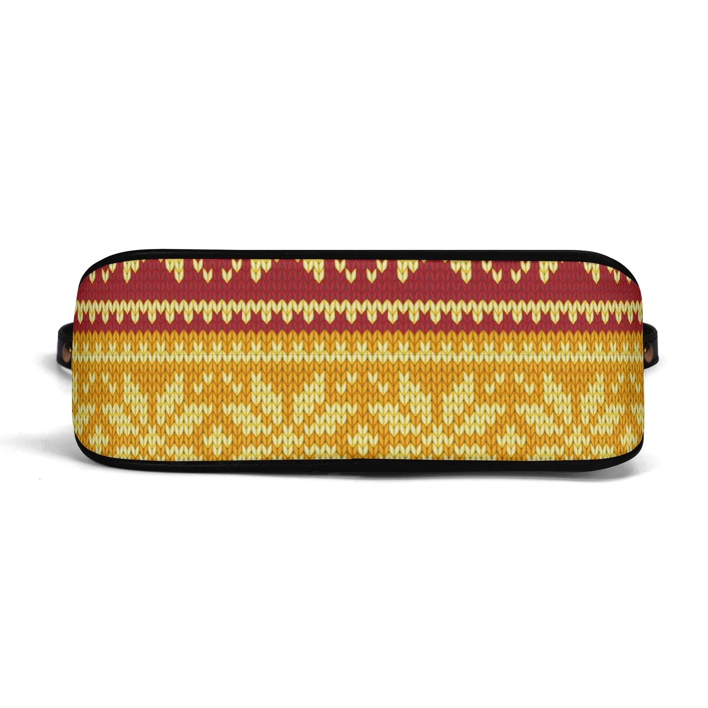 braun-gelbes-strickmuster-mit-schneeflocken-elegante-umhangetasche-mit-kette-umhangetasche-jlr-design-3 - JLR Design
