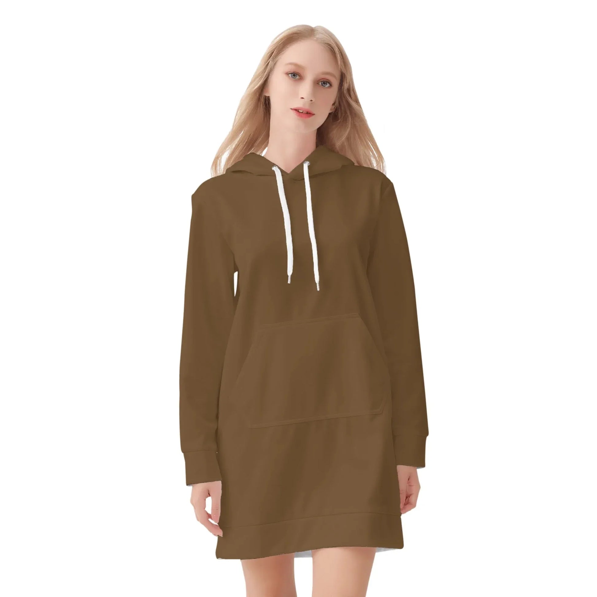brauner-damen-hoodiekleid-warmes-velvet-kapuzenkleid-aus-weichem-samt-fleece-hoodiekleid-jlr-design-3 - JLR Design