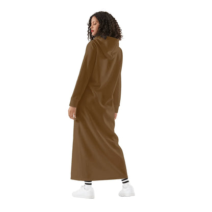 braunes-damen-maxi-hoodiekleid-knochellanges-kapuzenkleid-aus-weich-angerautem-fleece-hoodiekleid-jlr-design-2 - JLR Design