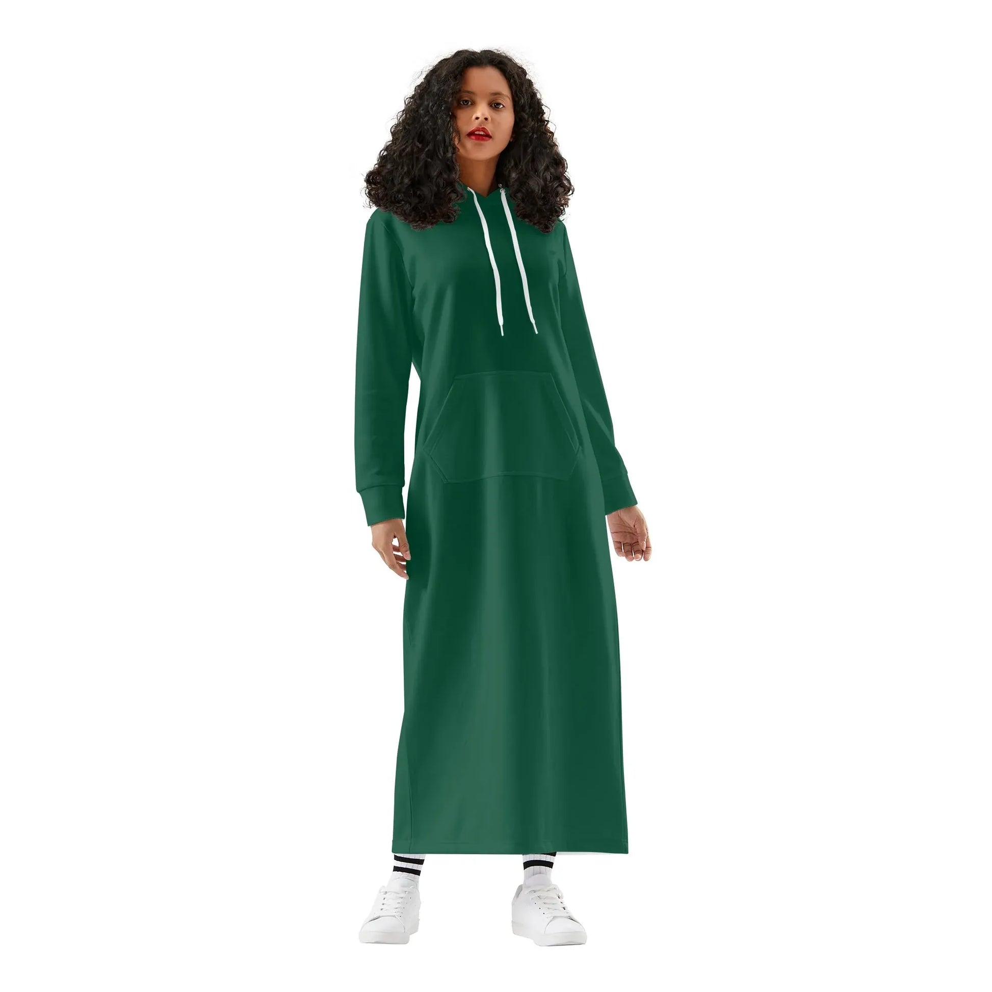 british-racing-green-damen-maxi-hoodiekleid-knochellanges-kapuzenkleid-aus-weich-angerautem-fleece-hoodiekleid-jlr-design-1 - JLR Design