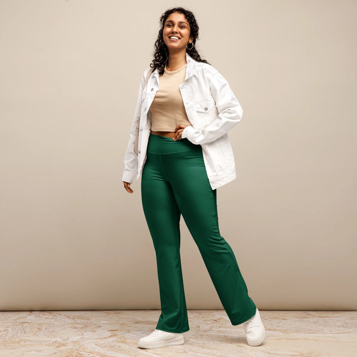 british-racing-green-high-waist-flare-leggings-flare-leggings-jlr-design-3 - JLR Design