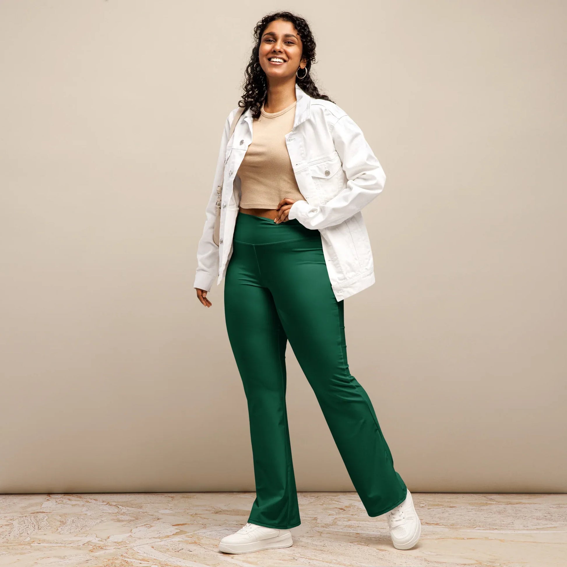 british-racing-green-high-waist-flare-leggings-flare-leggings-jlr-design-3 - JLR Design