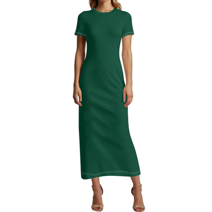 british-racing-green-short-sleeve-long-dress-long-dress-jlr-design-1 - JLR Design