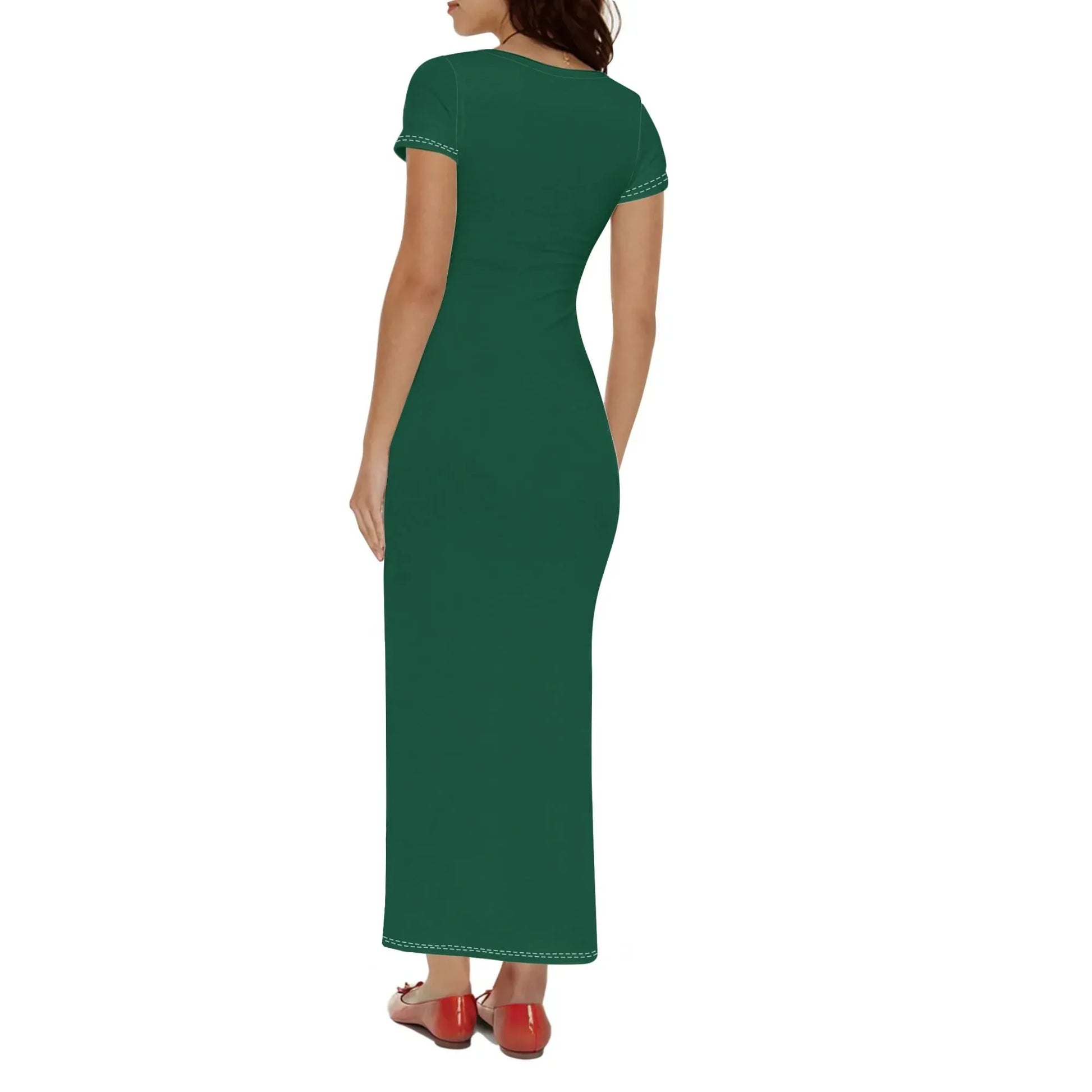 british-racing-green-short-sleeve-long-dress-long-dress-jlr-design-2 - JLR Design