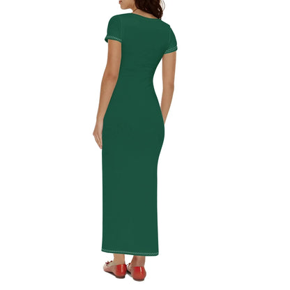 british-racing-green-short-sleeve-long-dress-long-dress-jlr-design-2 - JLR Design