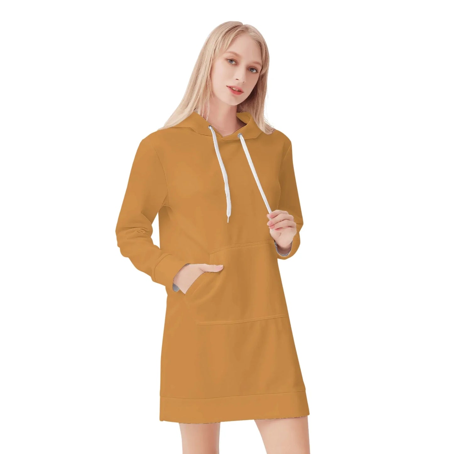 bronze-damen-hoodiekleid-warmes-velvet-kapuzenkleid-aus-weichem-samt-fleece-hoodiekleid-jlr-design-1 - JLR Design
