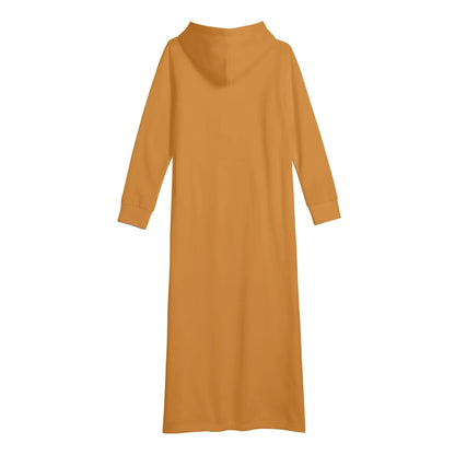 bronze-damen-maxi-hoodiekleid-knochellanges-kapuzenkleid-aus-weich-angerautem-fleece-hoodiekleid-jlr-design-5 - JLR Design