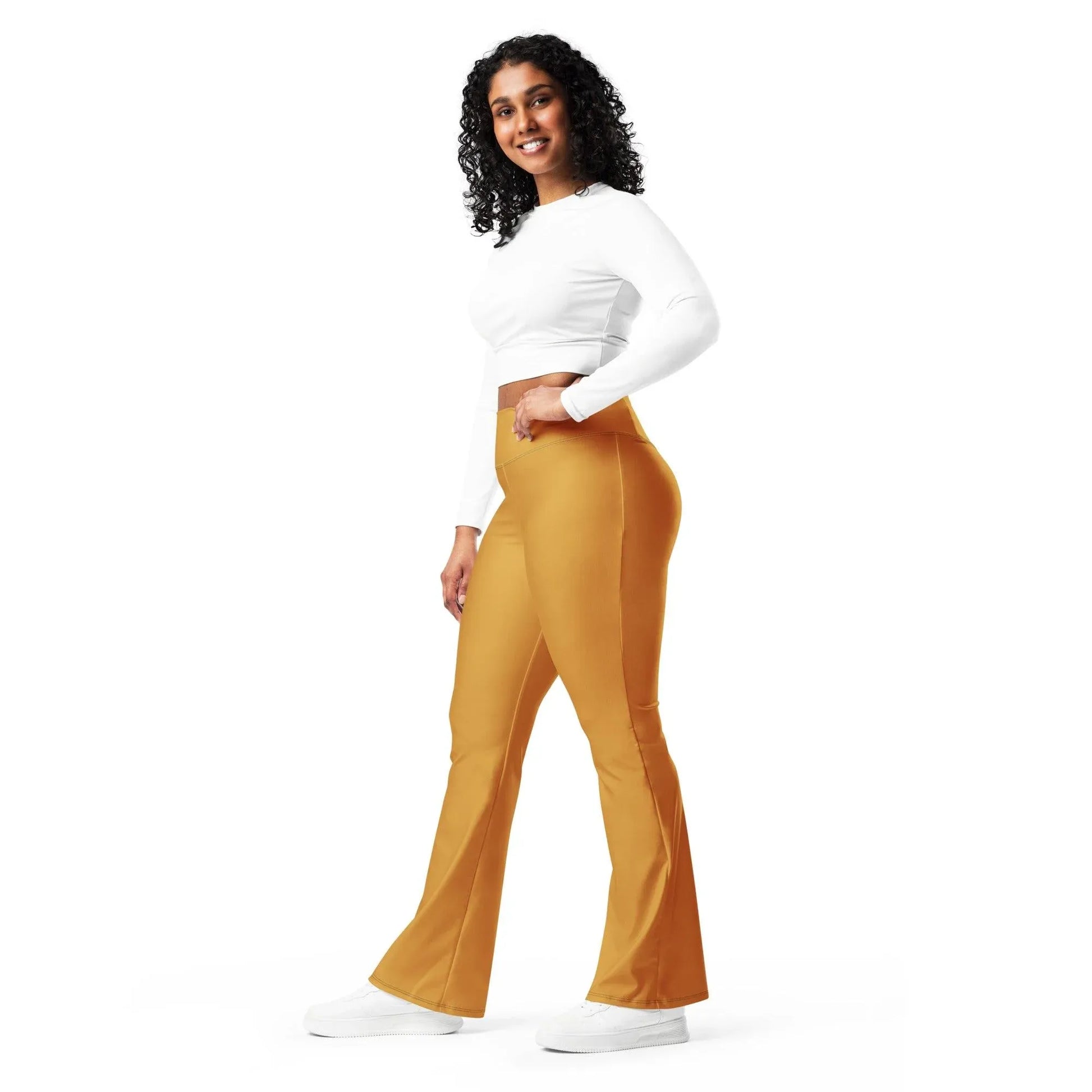 bronze-high-waist-flare-leggings-flare-leggings-jlr-design-10 - JLR Design