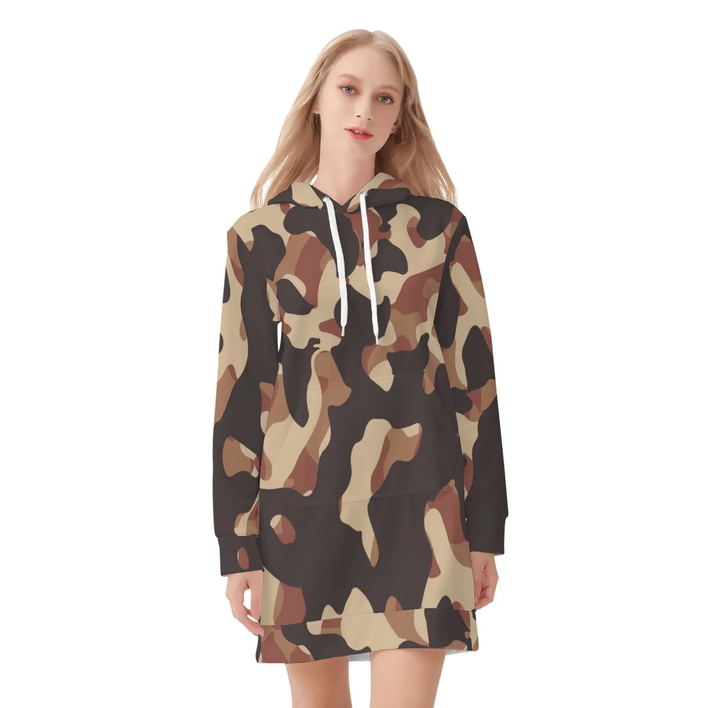 brown-camouflage-damen-hoodiekleid-warmes-velvet-kapuzenkleid-aus-weichem-samt-fleece-hoodiekleid-jlr-design-3 - JLR Design
