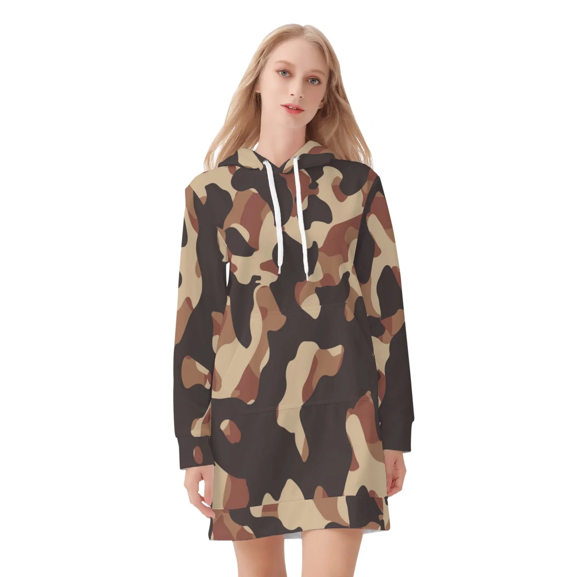 brown-camouflage-damen-hoodiekleid-warmes-velvet-kapuzenkleid-aus-weichem-samt-fleece-hoodiekleid-jlr-design-3 - JLR Design