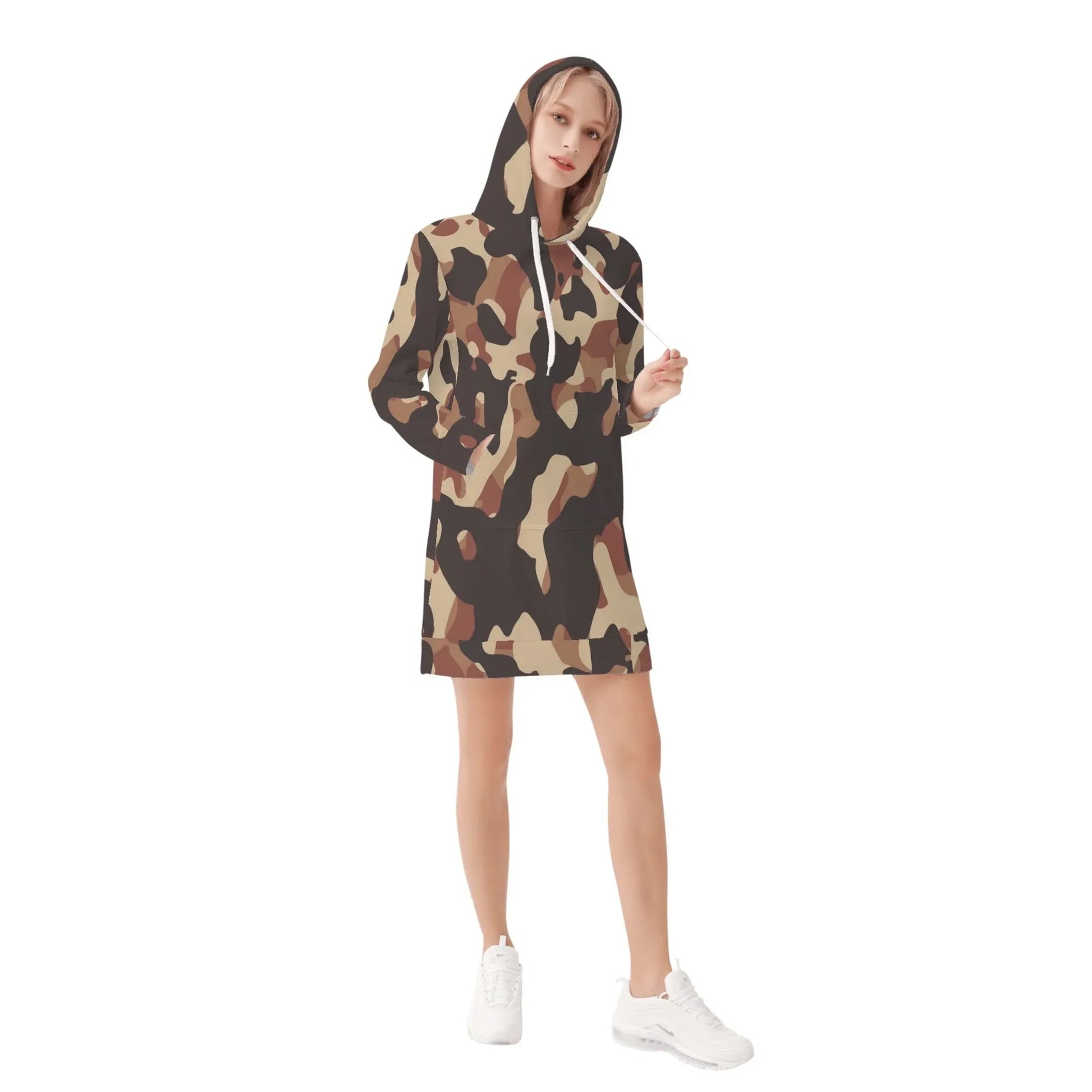 brown-camouflage-damen-hoodiekleid-warmes-velvet-kapuzenkleid-aus-weichem-samt-fleece-hoodiekleid-jlr-design-4 - JLR Design