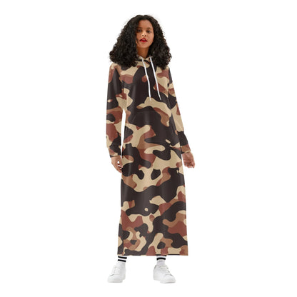 brown-camouflage-damen-maxi-hoodiekleid-knochellanges-kapuzenkleid-aus-weich-angerautem-fleece-hoodiekleid-jlr-design-1 - JLR Design