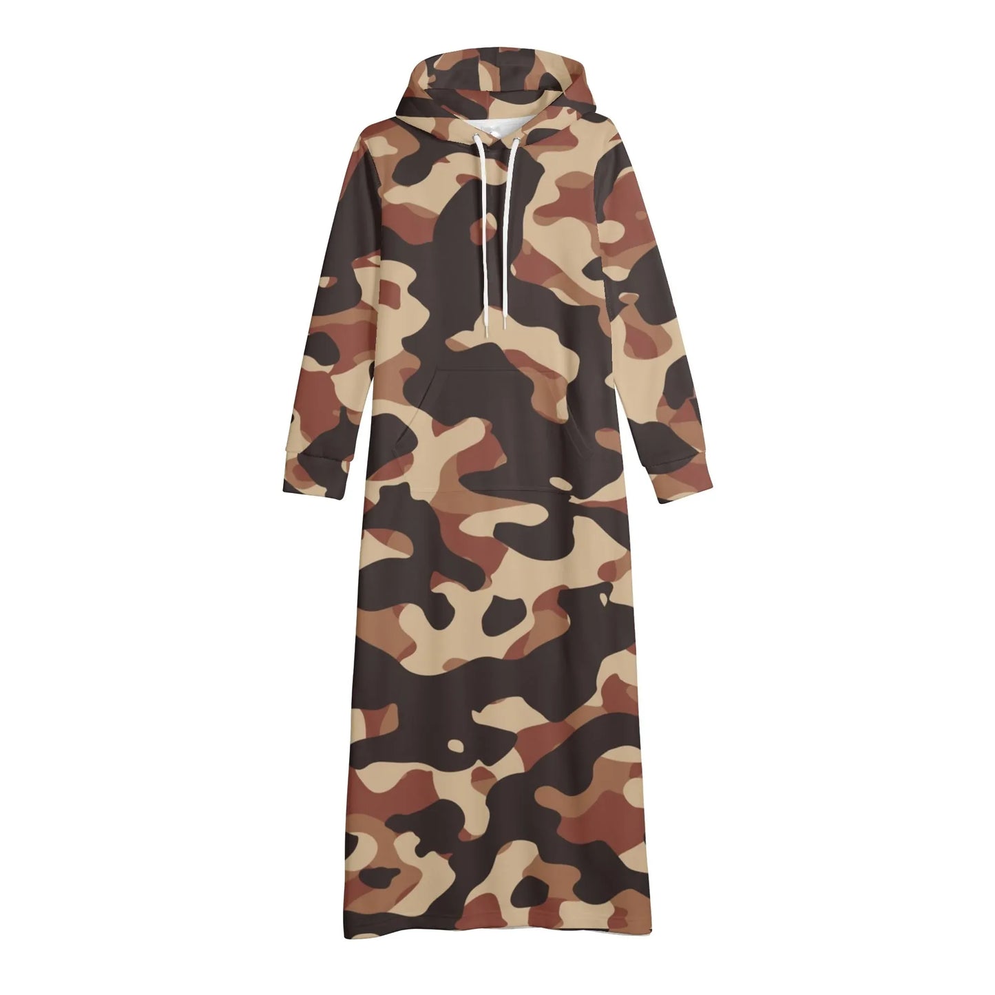 brown-camouflage-damen-maxi-hoodiekleid-knochellanges-kapuzenkleid-aus-weich-angerautem-fleece-hoodiekleid-jlr-design-4 - JLR Design
