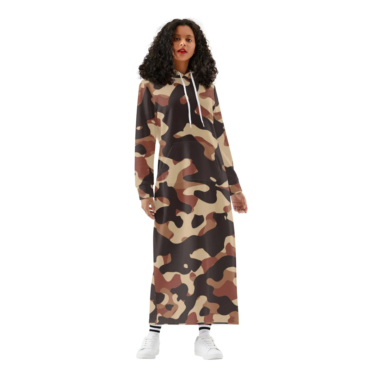 brown-camouflage-damen-maxi-hoodiekleid-knochellanges-kapuzenkleid-aus-weich-angerautem-fleece-hoodiekleid-jlr-design-jlr-design-de-1 - JLR Design