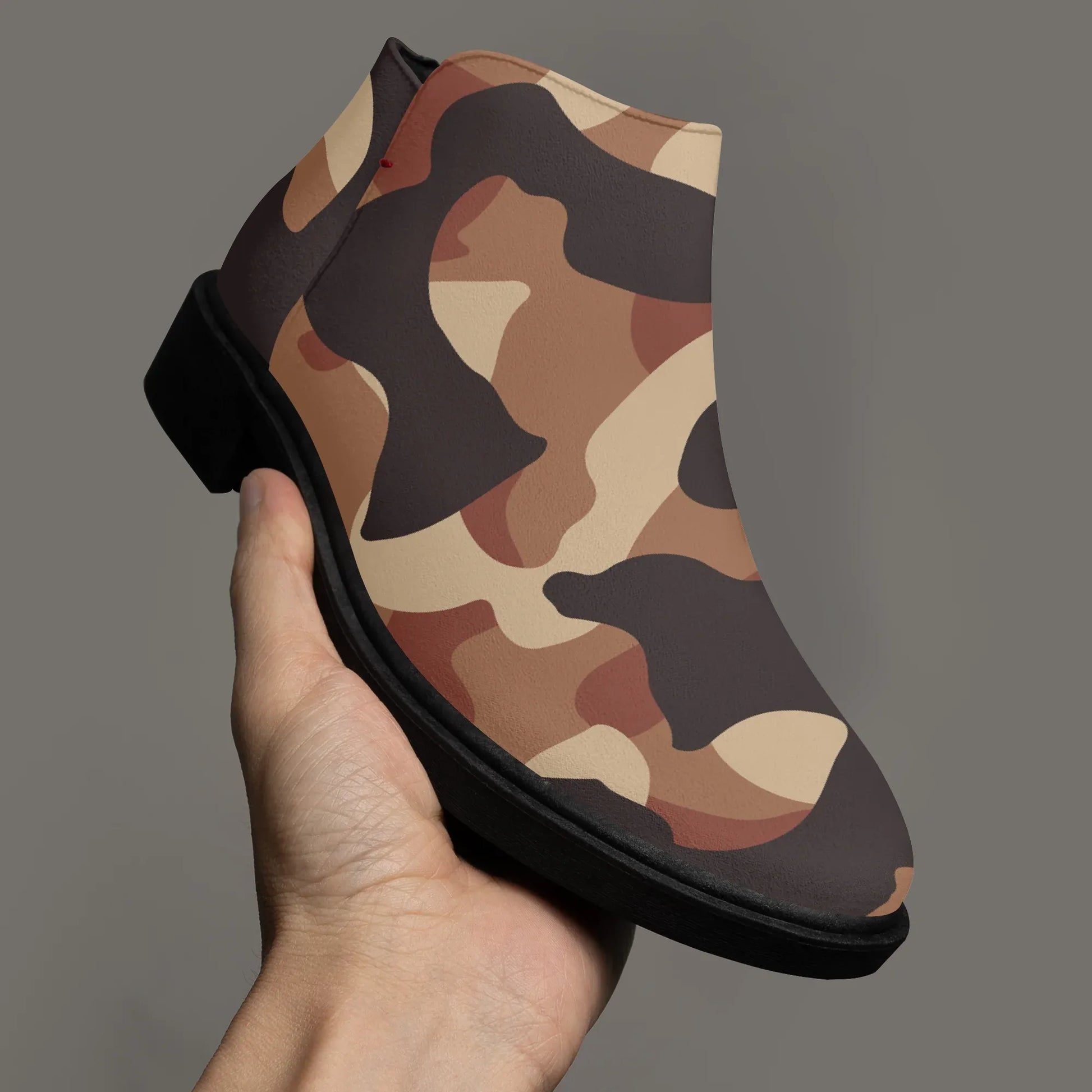 brown-camouflage-elegante-reissverschluss-stiefeletten-stiefeletten-jlr-design-3 - JLR Design