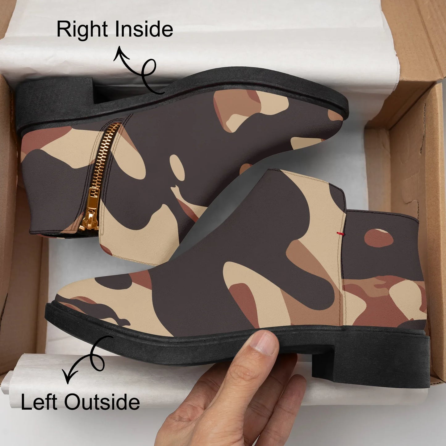 brown-camouflage-elegante-reissverschluss-stiefeletten-stiefeletten-jlr-design-8 - JLR Design