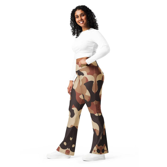 brown-camouflage-high-waist-flare-leggings-flare-leggings-jlr-design-1 - JLR Design