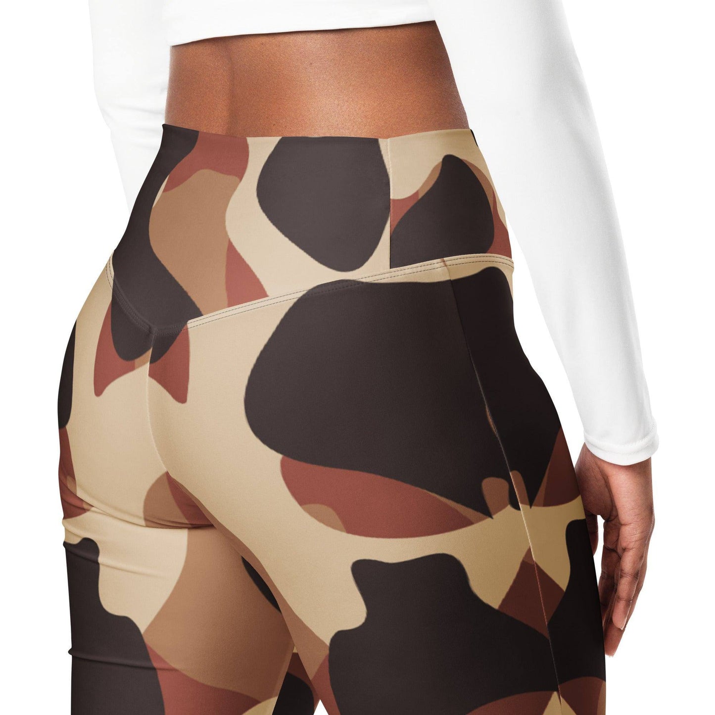 brown-camouflage-high-waist-flare-leggings-flare-leggings-jlr-design-11 - JLR Design