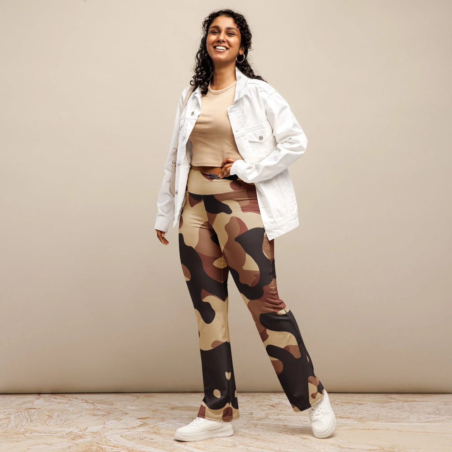 brown-camouflage-high-waist-flare-leggings-flare-leggings-jlr-design-2 - JLR Design