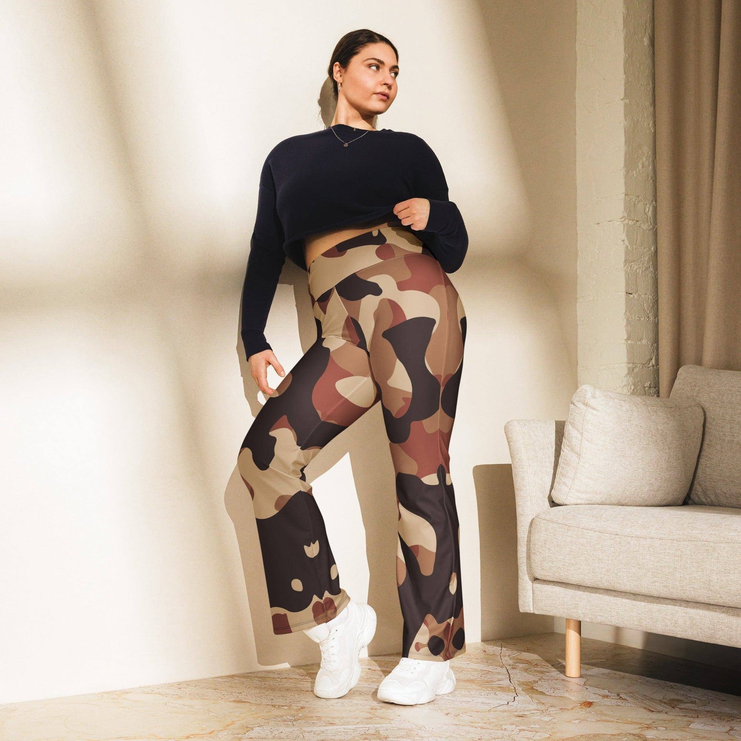 brown-camouflage-high-waist-flare-leggings-flare-leggings-jlr-design-3 - JLR Design