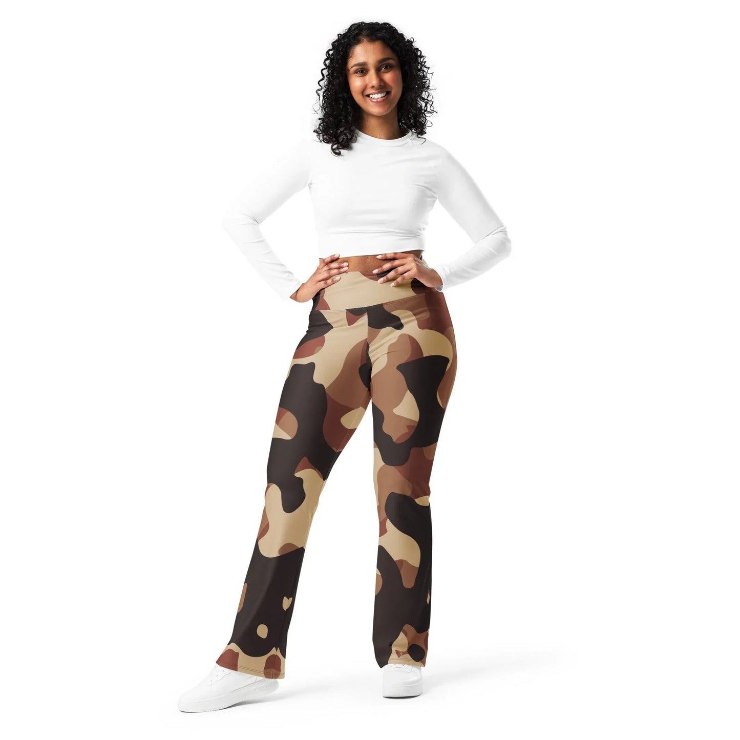 brown-camouflage-high-waist-flare-leggings-flare-leggings-jlr-design-8 - JLR Design