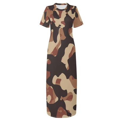brown-camouflage-short-sleeve-long-dress-long-dress-jlr-design-3 - JLR Design