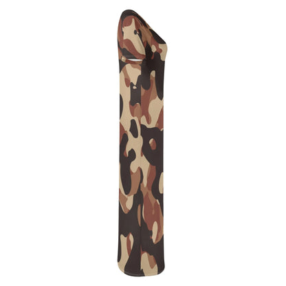brown-camouflage-short-sleeve-long-dress-long-dress-jlr-design-5 - JLR Design