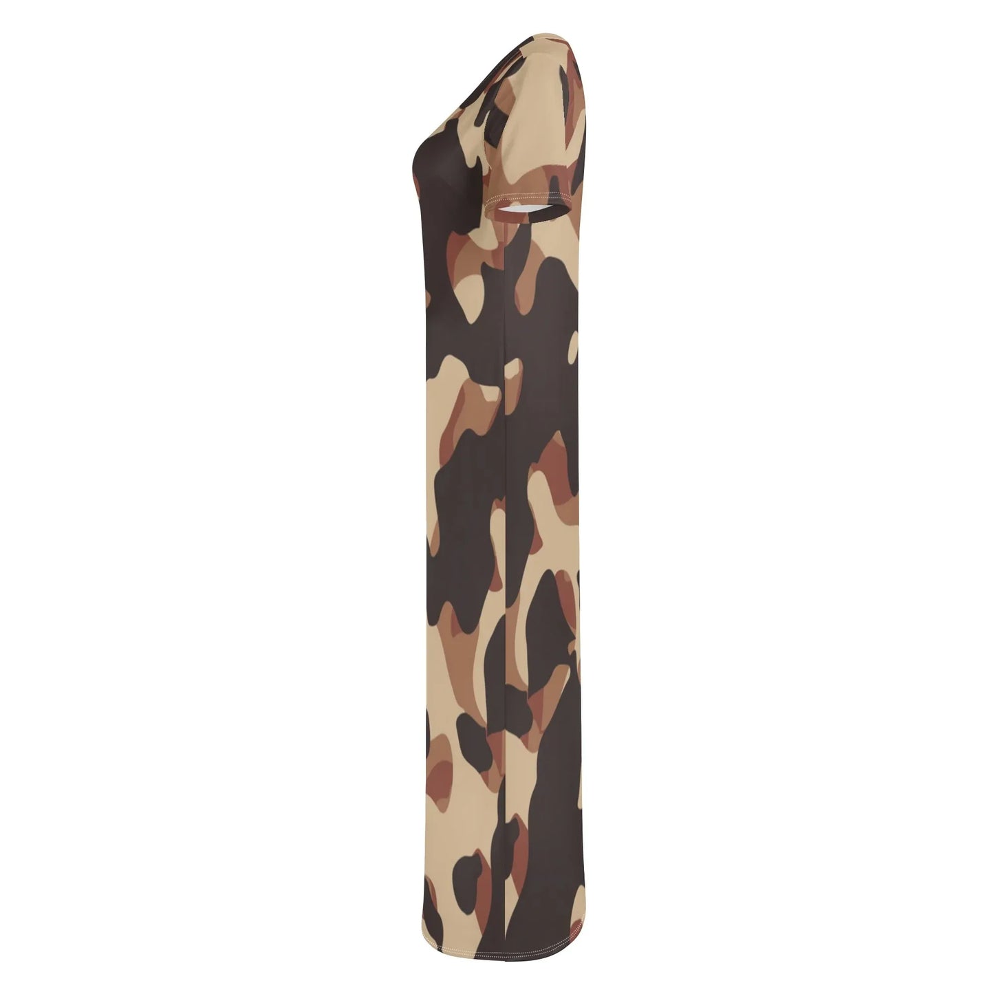 brown-camouflage-short-sleeve-long-dress-long-dress-jlr-design-6 - JLR Design