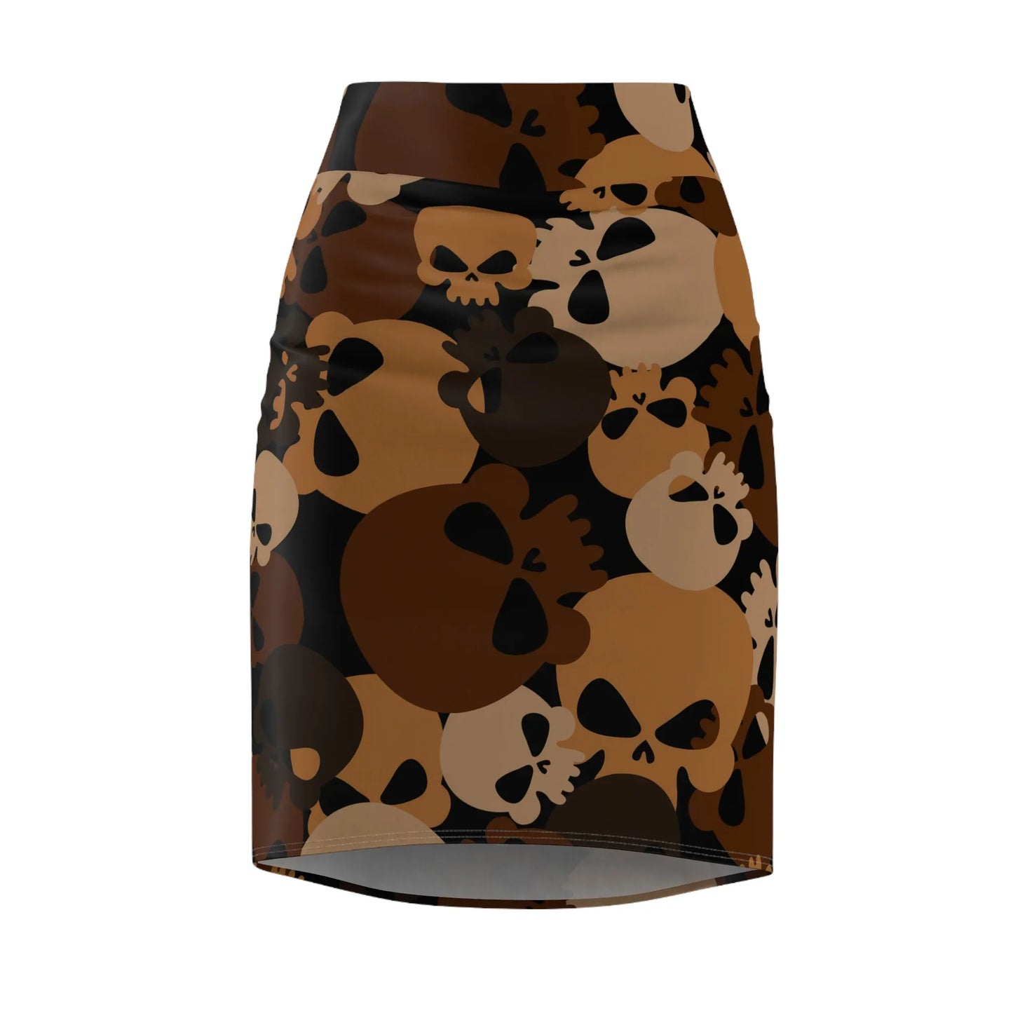 brown-skull-bleistiftrock-fur-damen-eleganter-mid-waist-rock-mit-stretch-komfort-bleistiftrock-jlr-design-4 - JLR Design