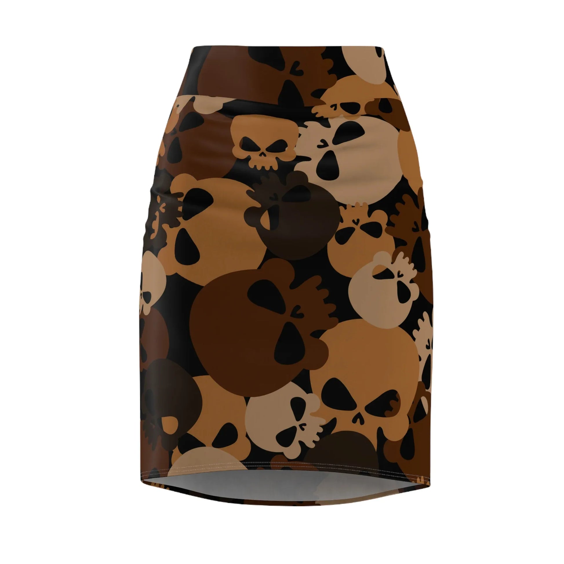 brown-skull-bleistiftrock-fur-damen-eleganter-mid-waist-rock-mit-stretch-komfort-bleistiftrock-jlr-design-4 - JLR Design