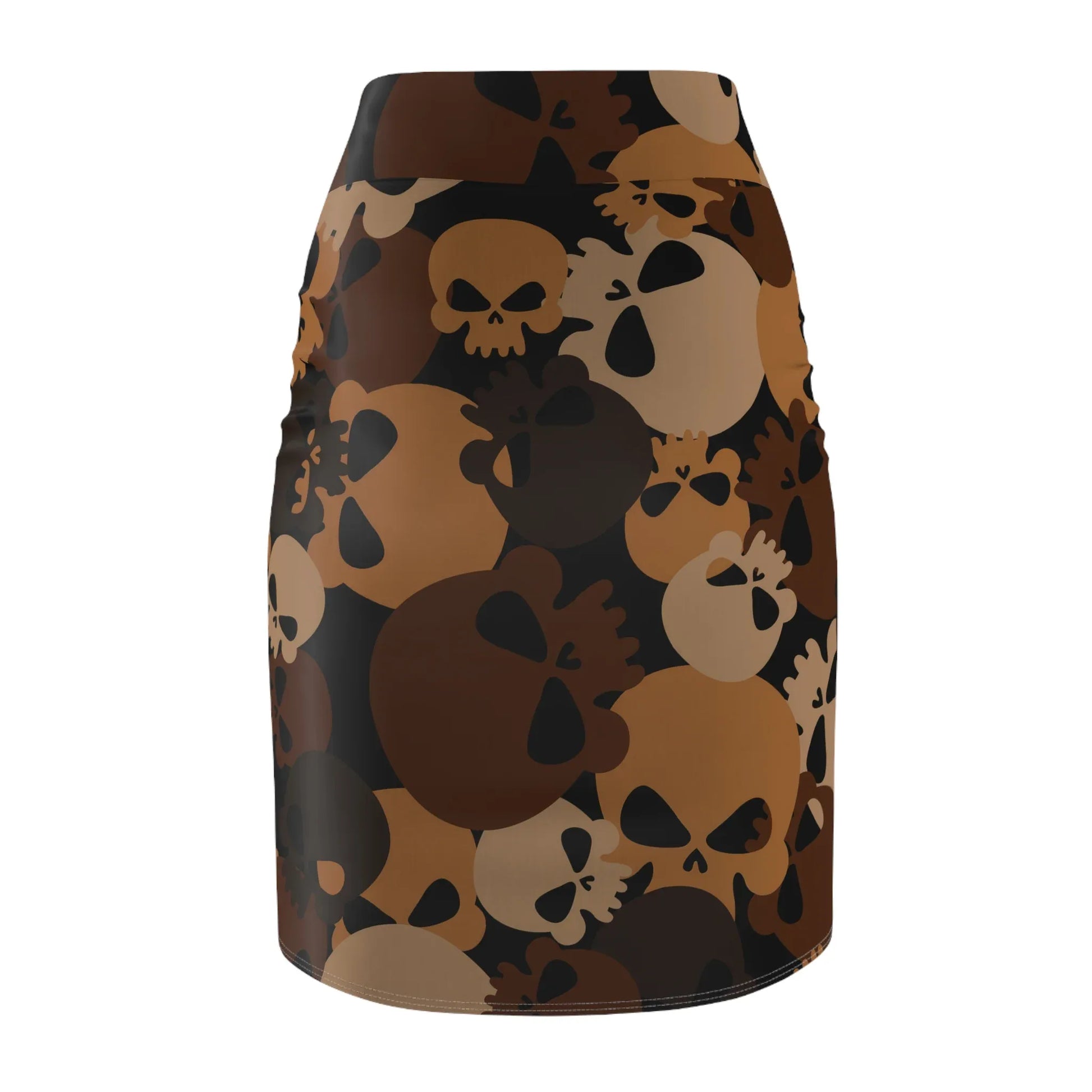 brown-skull-bleistiftrock-fur-damen-eleganter-mid-waist-rock-mit-stretch-komfort-bleistiftrock-jlr-design-5 - JLR Design