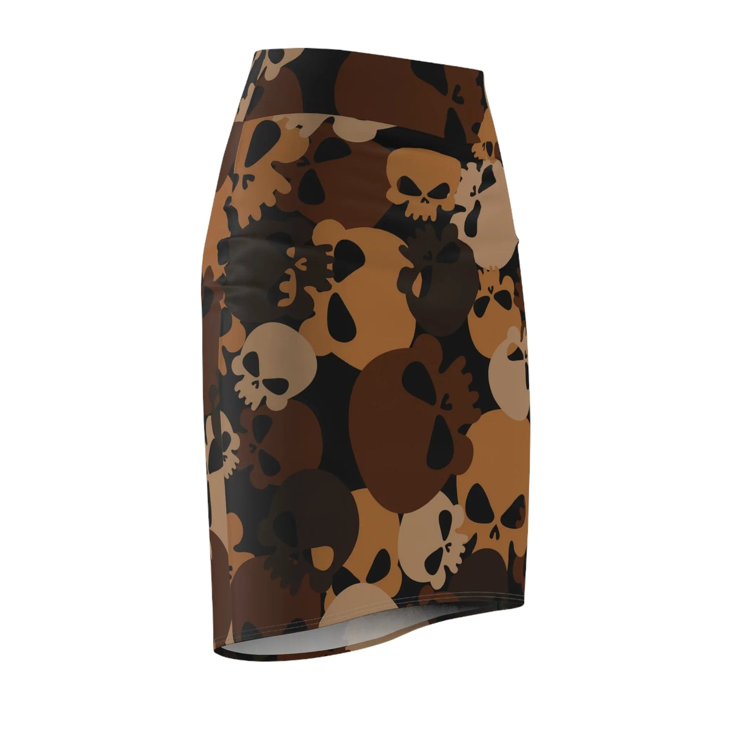 brown-skull-bleistiftrock-fur-damen-eleganter-mid-waist-rock-mit-stretch-komfort-bleistiftrock-jlr-design-6 - JLR Design