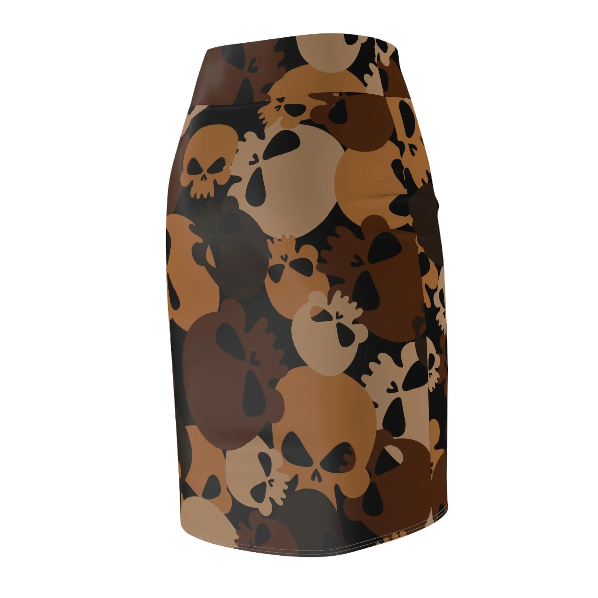 brown-skull-bleistiftrock-fur-damen-eleganter-mid-waist-rock-mit-stretch-komfort-bleistiftrock-jlr-design-7 - JLR Design