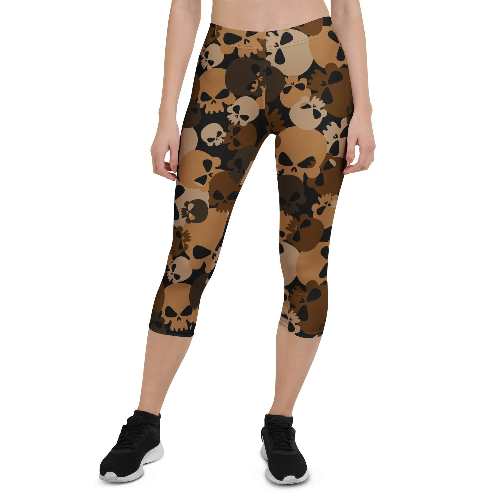 brown-skull-damen-capri-leggings-capri-leggings-jlr-design-1 - JLR Design