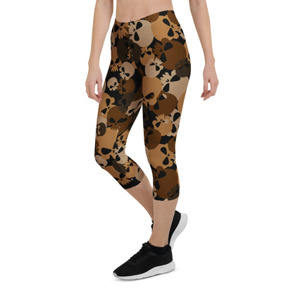 brown-skull-damen-capri-leggings-capri-leggings-jlr-design-11 - JLR Design